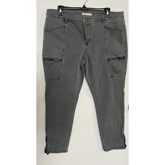 CANYON RIVER BLUES Womens Sz.16 Gray ANKLE ZIPPER Cargo Straight Leg Pants Jeans - Picture 1 of 5